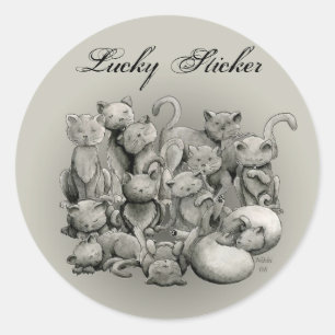 13 Black Cats Lucky Sticker
