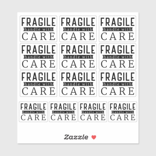 13 Black Fragile Handle With Care Small Business Sticker (Sheet)