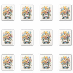 13 Cup of Flowers Sticker