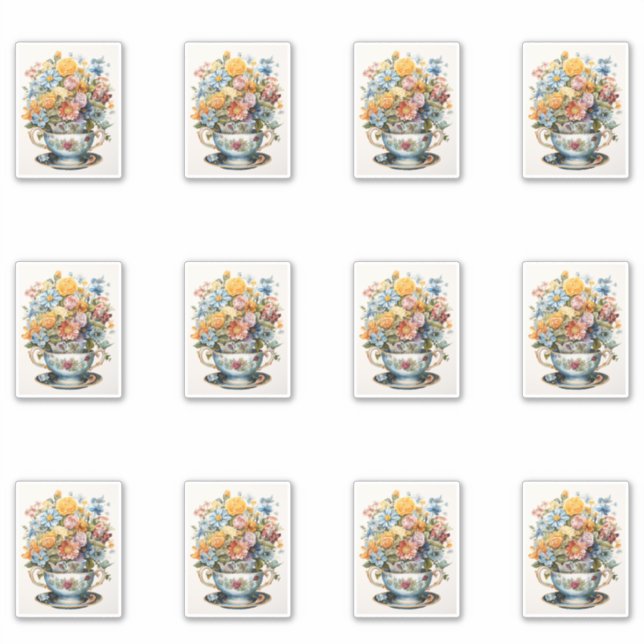 13 Cup of Flowers Sticker (Front)