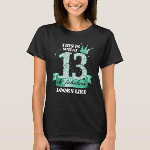 13 & Fabulous I Turquoise Black Party Group Photo  T-Shirt