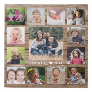 13 Family Photo Collage Create Your Own Barn Wood Faux Canvas Print