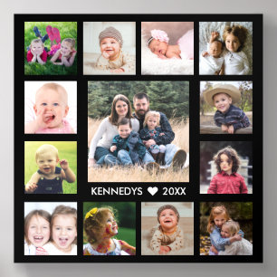 13 Family Photo Collage Create Your Own Black Acrylic Photo Tile
