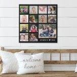 13 Family Photo Collage Create Your Own Black Faux Canvas Print<br><div class="desc">Create your own photo collage  faux wrapped canvas print with 13 of your favorite pictures on a Black background.Personalize with family name and established date.</div>