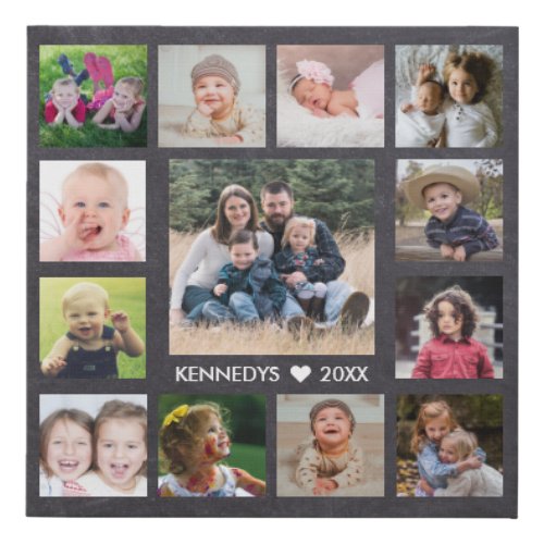 13 Family Photo Collage Create Your Own Chalkboard Faux Canvas Print