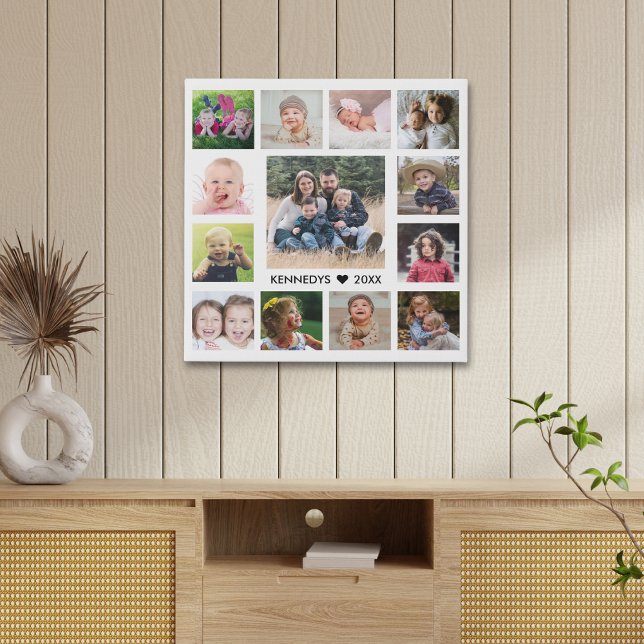 13 Family Photo Collage Create Your Own Faux Canvas Print (Creator Uploaded)