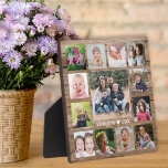 13 Family Photo Collage Create Your Own Wood Plaque<br><div class="desc">Create your own photo collage  plaque with 13 of your favorite pictures on a rustic wood background.Personalize with family name and established date.</div>
