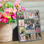 13 Family Photo Collage Template Gray Wood Plaque<br><div class="desc">Create your own photo collage  plaque with 13 of your favorite pictures on a rustic wood background.Personalize with family name and established date.</div>