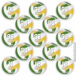 13 green gold team colors volleyball players sticker