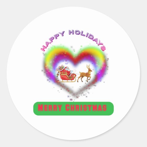 13Happy Holidays Santa clau face merry Christmas  Classic Round Sticker
