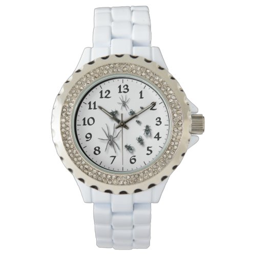 13 Hour Dial Womens Rhinestone White Enamel Watch