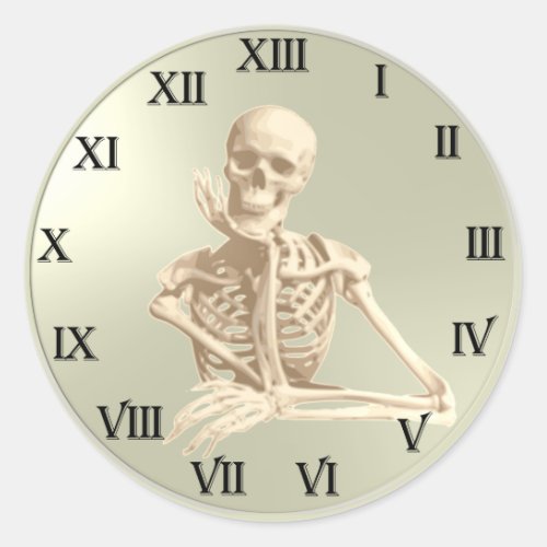 13 Hour Skull Clock Pattern Classic Round Sticker