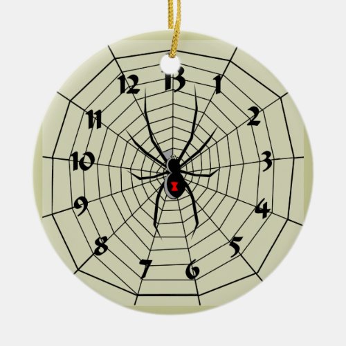 13 Hour Spider Web Clock Ornament Customize me Ceramic Ornament