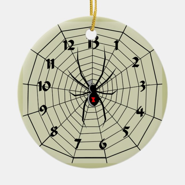 13 Hour Spider Web Clock Ornament! Customize me! Ceramic Ornament (Front)