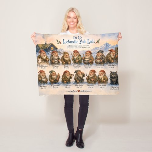 13 Icelandic Yule Lads Christmas in Iceland  Fleece Blanket