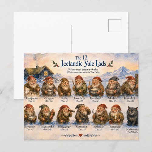 13 Icelandic Yule Lads Christmas in Iceland  Postcard
