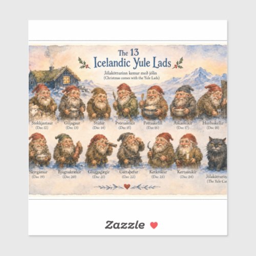 13 Icelandic Yule Lads Christmas in Iceland  Sticker