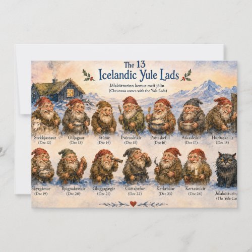 13 Icelandic Yule Lads Christmas in Iceland  Thank You Card