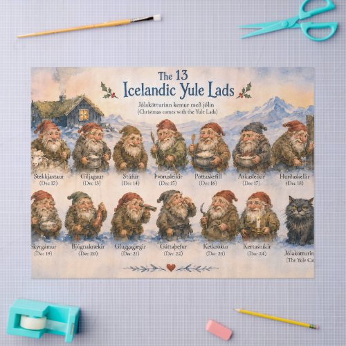 13 Icelandic Yule Lads Christmas in Iceland  Tissue Paper