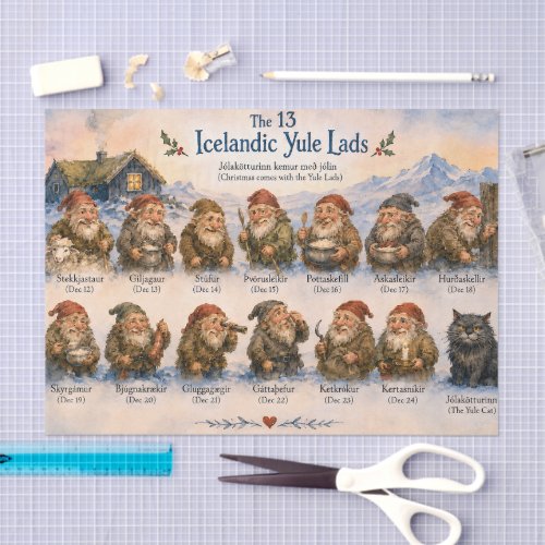 13 Icelandic Yule Lads Christmas in Iceland  Tissue Paper