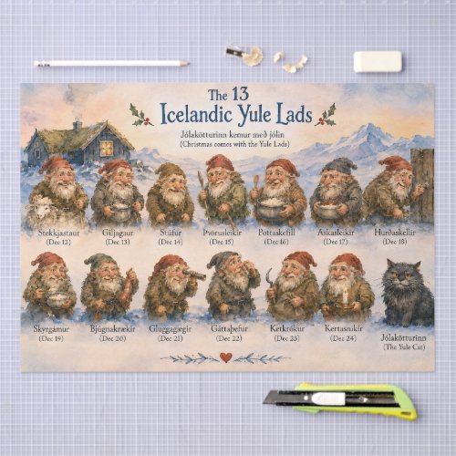 13 Icelandic Yule Lads Christmas in Iceland  Tissue Paper