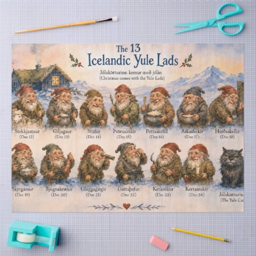 13 Icelandic Yule Lads Christmas in Iceland  Tissue Paper