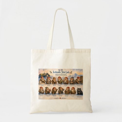13 Icelandic Yule Lads Christmas in Iceland  Tote Bag