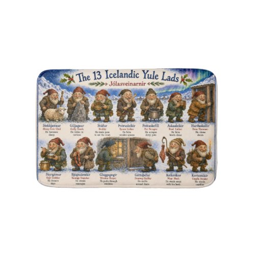 13 Icelandic Yule Lads Christmas reykjavik Bath Mat
