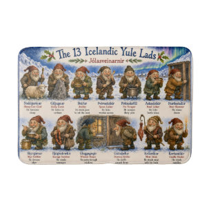 13 Icelandic Yule Lads Christmas reykjavik Bath Mat