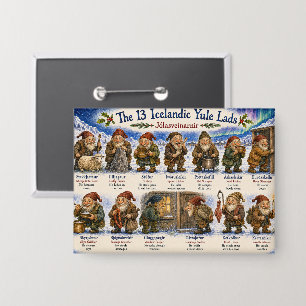 13 Icelandic Yule Lads Christmas reykjavik Button