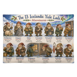 13 Icelandic Yule Lads Christmas reykjavik Cloth Placemat
