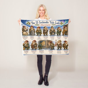 13 Icelandic Yule Lads Christmas reykjavik Fleece Blanket