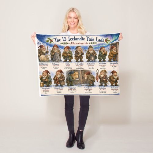 13 Icelandic Yule Lads Christmas reykjavik Fleece Blanket