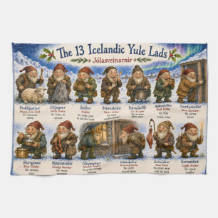13 Icelandic Yule Lads Christmas reykjavik Kitchen Towel
