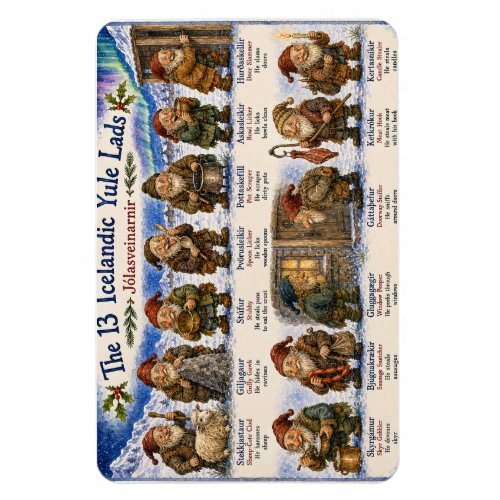 13 Icelandic Yule Lads Christmas reykjavik Magnet