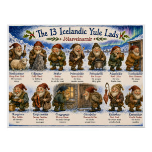 13 Icelandic Yule Lads Christmas reykjavik Poster
