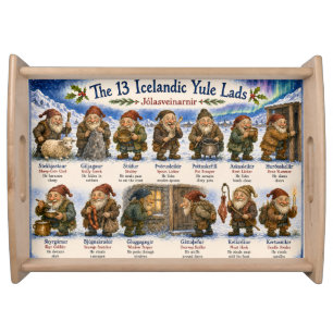 13 Icelandic Yule Lads Christmas reykjavik Serving Tray
