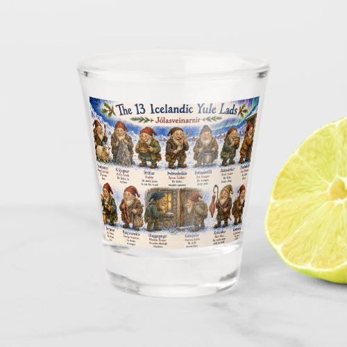 13 Icelandic Yule Lads Christmas reykjavik Shot Glass