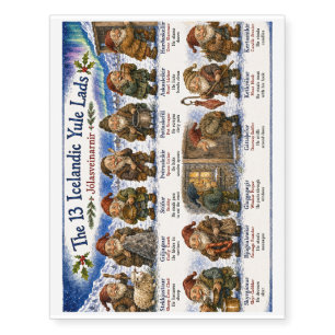 13 Icelandic Yule Lads Christmas reykjavik Temporary Tattoos