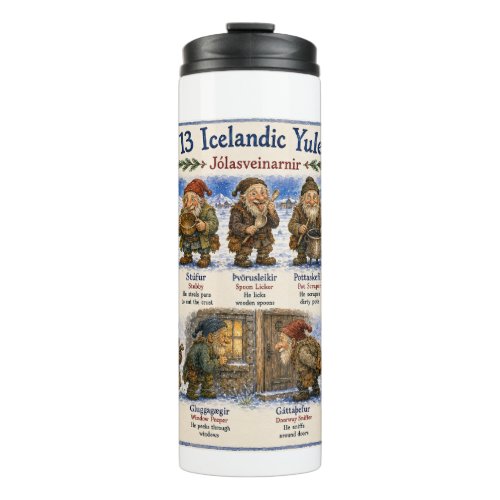 13 Icelandic Yule Lads Christmas reykjavik Thermal Tumbler