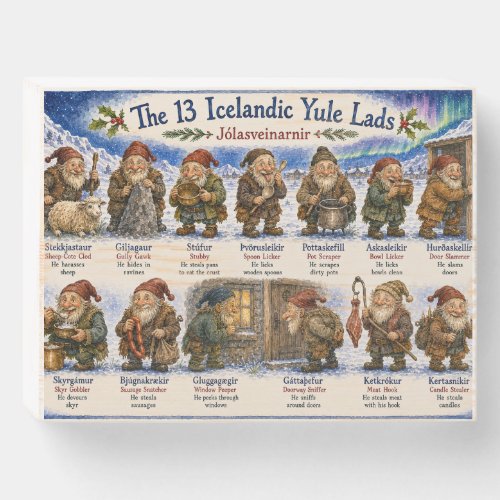 13 Icelandic Yule Lads Christmas reykjavik Wooden Box Sign