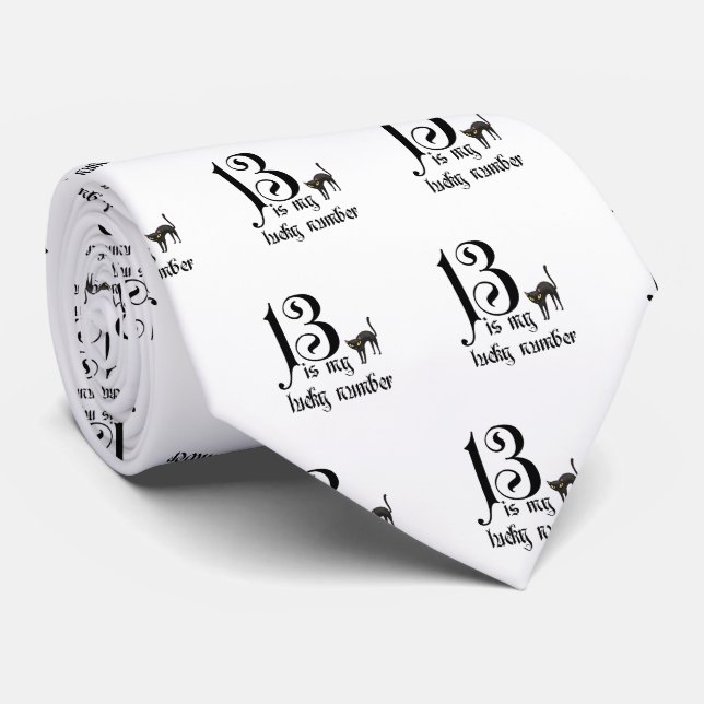 13 is my Lucky Number/Black Cat Neck Tie (Rolled)