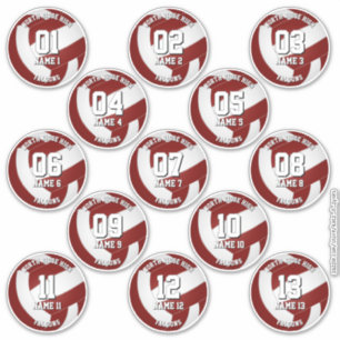 13 maroon volleyball stickers one for each athlete