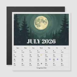 13-Month Moon Phase Zodiac july Calendar