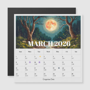 13-Month Moon Phase Zodiac March Calendar