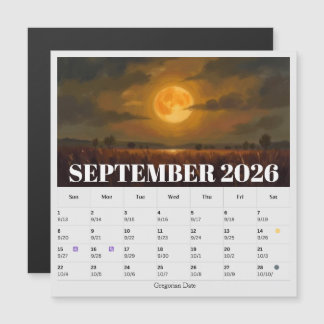 13-Month Moon Phase Zodiac September Calendar