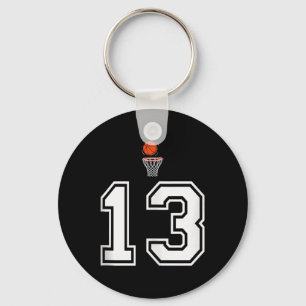 13 Number Basketball Style Vintage White Tank Top Keychain
