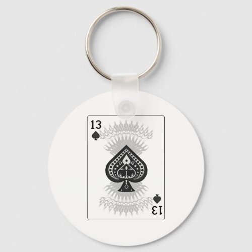 13 of Spades Playing Card Keychain