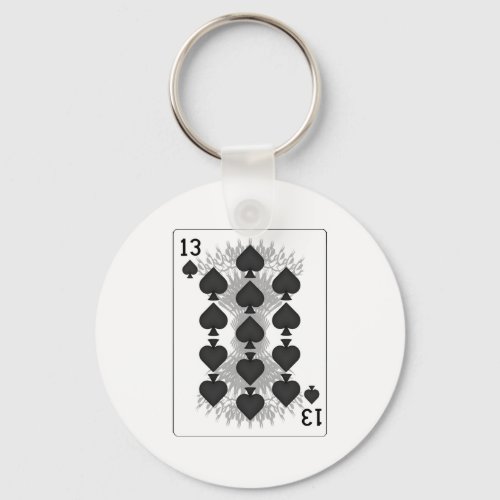 13 of Spades Playing Card Keychain