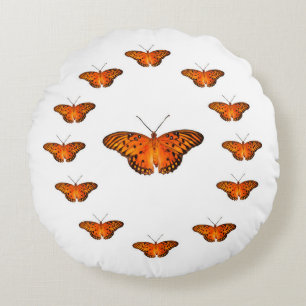 13 passion butterflies on white round pillow